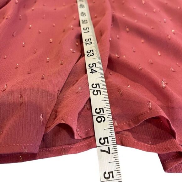 LDT Peplum Waist Gown Deep Rose Pink Chiffon with Metallic Bling Zip Back Size 4 - Picture 13 of 14